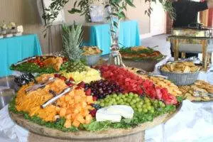 Fruit and cheese tray at an event